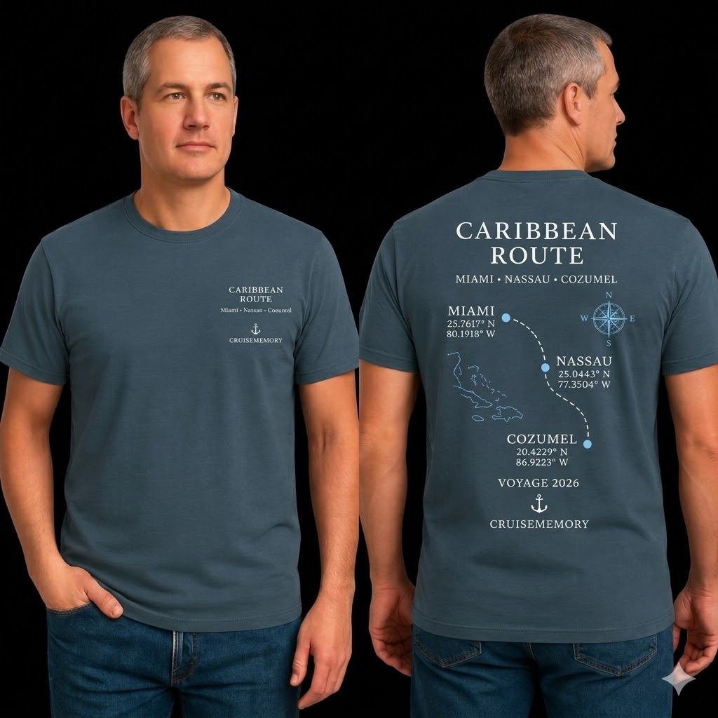 Caribbean Route Heather Slate Tee Mockup