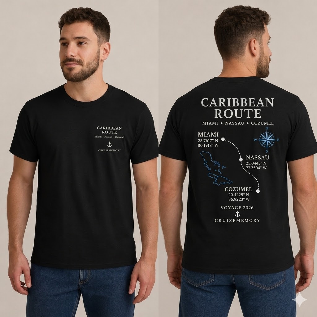 Caribbean Route Cruise Tee Mockup – Black Edition