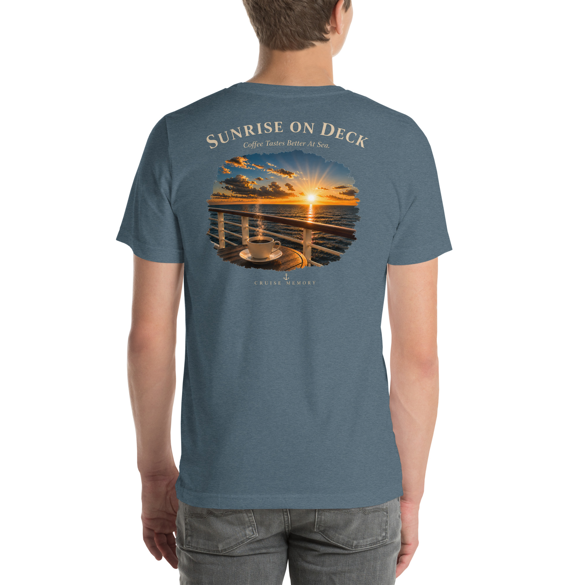 Sunrise on Deck – Coffee Tastes Better at Sea | Cruise Memory Unisex Tee - Image 5