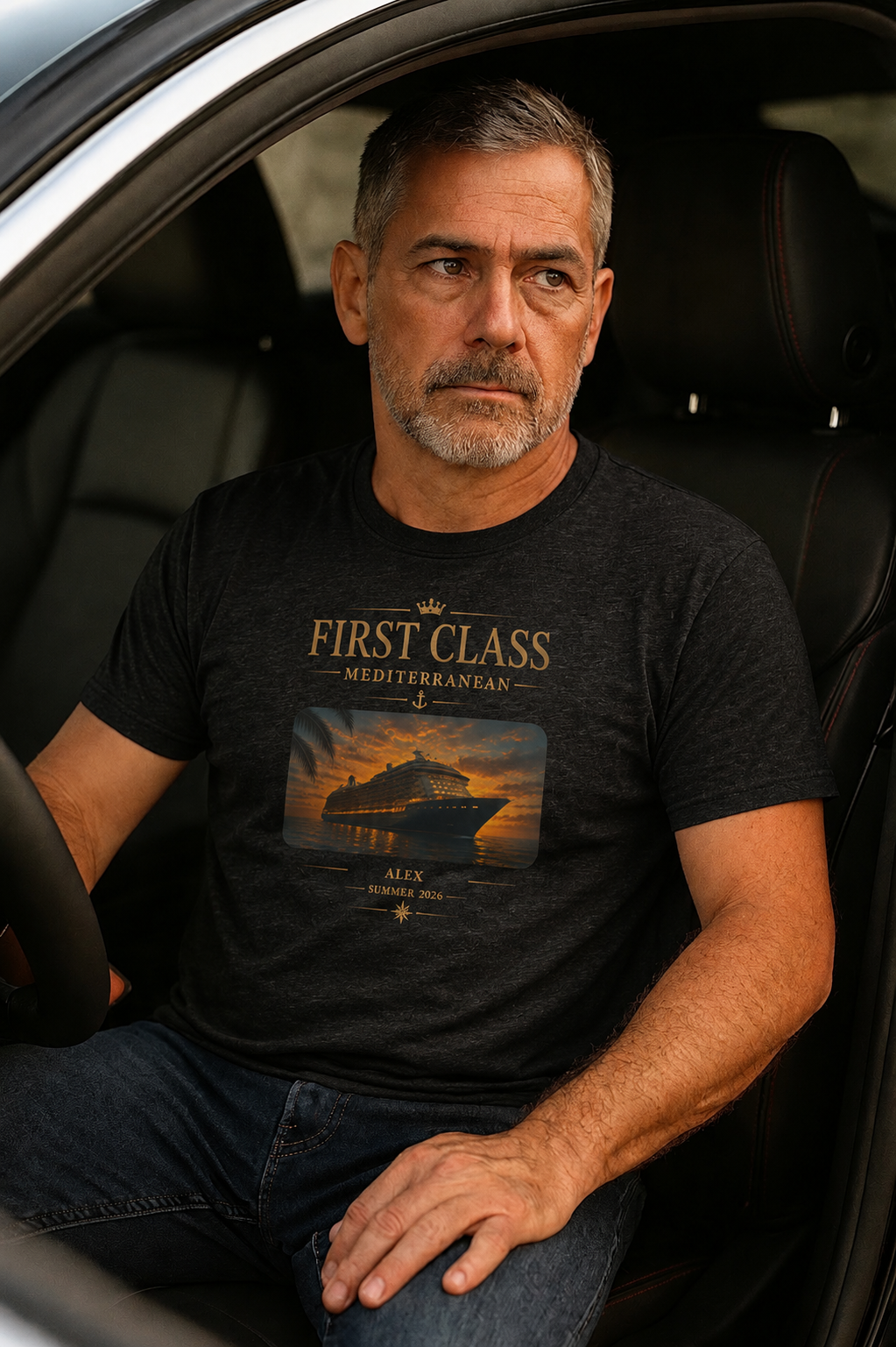 Men's Driving Lifestyle Mockup – Personalized Cruise Tee