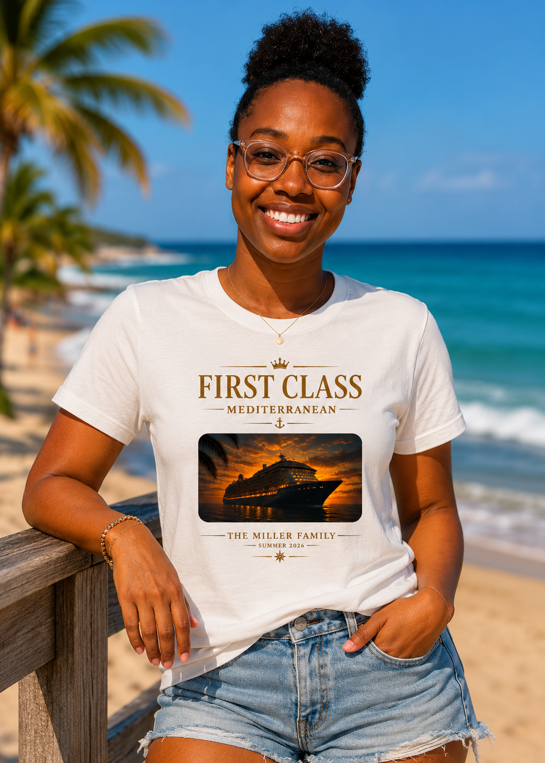 Personalized First Class Cruise Tee – Beach Lifestyle Mockup