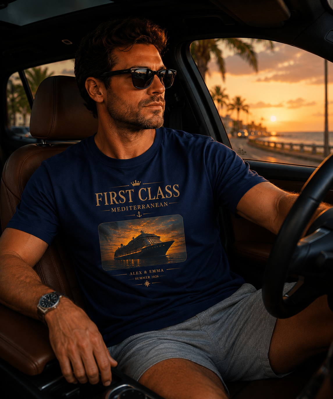 Personalized First Class Cruise Tee – Driving Lifestyle Mockup