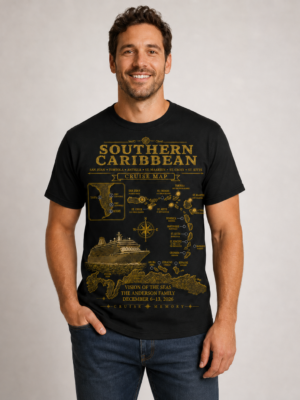 Personalized Classic Custom Cruise Map T-Shirt – Add Your Ports, Ship, Names & Voyage Date