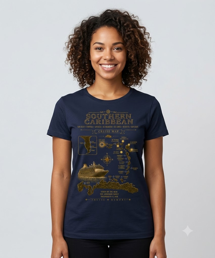 Southern Caribbean Cruise Memory Map T-Shirt