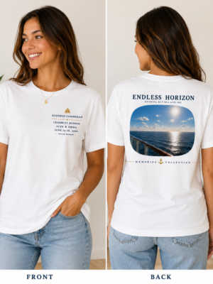 ndless Horizon Personalized Cruise Tee – Women’s Front and Back Mockup