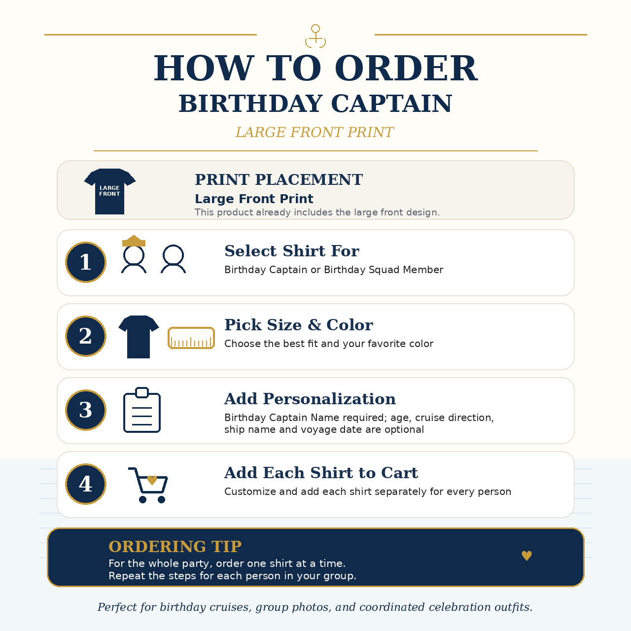 Personalized Birthday Captain Cruise T-Shirt - Image 12