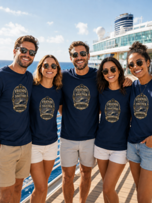 Personalized Friends Who Cruise Together Navy Cruise Shirts – Group Deck Mockup