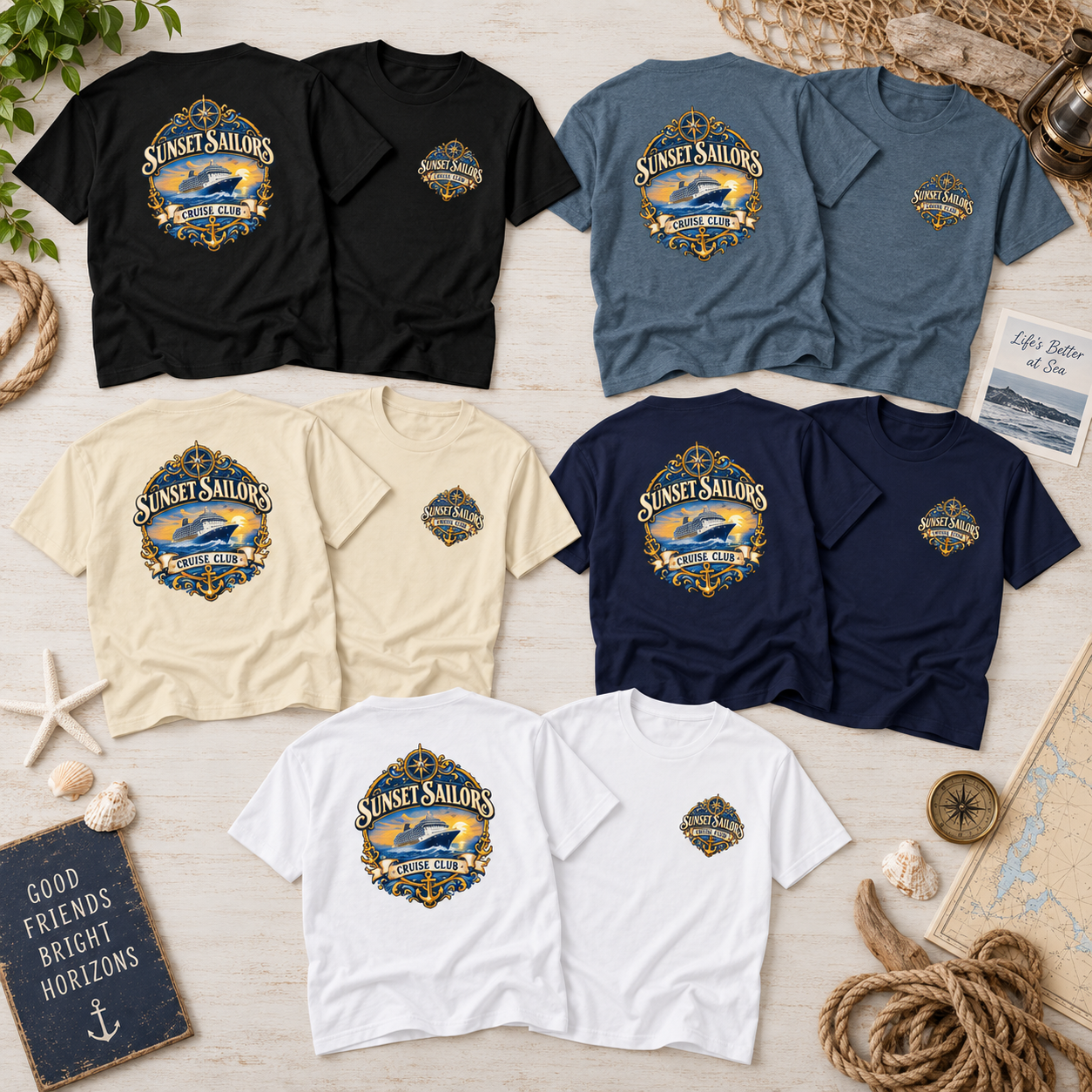 Personalized Cruise Club T-Shirts – Front & Back Color Options